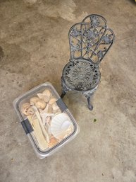 Iron Black Decor Chair And Box Of Shells