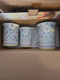 Canister Capriware Set Of 3 Purple Flowers