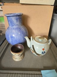 Blue Vase,  Tea Pot, Pottery Piece