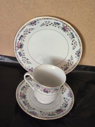 Vintage #3 Truly Tasteful Fine China Teacup Saucer Plate  Set Floral Gold Trim