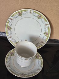 Vintage #4 Truly Tasteful Fine China Plate,Teacup Saucer Set Floral Gold Trim