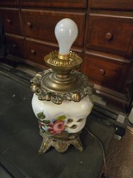 Vintage Ceramic Floral Lamp With No Shade -tested Works