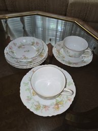 China Kutsehenreuthers Tea Cups (2), 5 Bread Plates, 1 Fruit Bowl