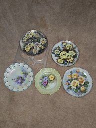 Decor Plates Set Of 5 Floral