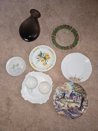 Plates Misc (8) And Vase (1)