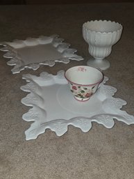 Snowflake Platters, Floral Pot,  Cream Pot