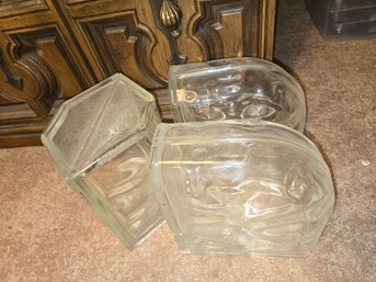 Glass Book Ends And Extra Piece