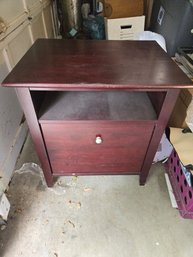 Wood Side Table With File Hanging Drawer