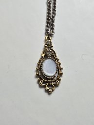 Vintage Necklace White Stone Pendent