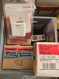 Box Of Misc Supplies With Honeywell Heat/cool