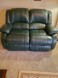 Forest Green Leather Loveseat Recliner