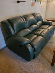 Forest Green Leather 3 Seater Sofa Recliner