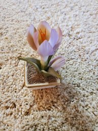 Handsculpted Porcelain Crocus Vintage - 3'h X 1.5'sq Pot