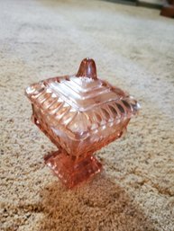 Glass Candy Dish Pink Vintage