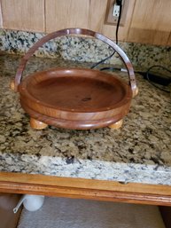 Wood Footed Bowl With Handle