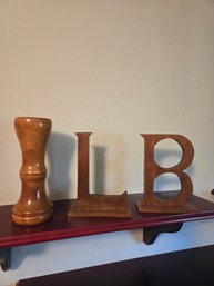 Woodworked Vase 9in L & B Wood Letters  8in (shelf Not Included)