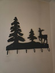 Metal Cut Mountain Deer Design Key Holder - 19.5'w X 16'h