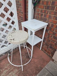 Stool And White Side Table