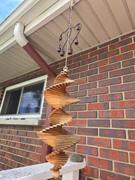 Wood Spiral At And Heart Bell Hanging Art