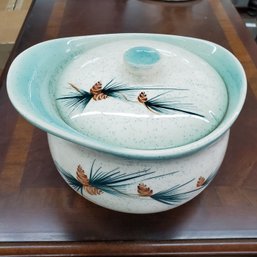 Pine Comes Green Cream Bowl With Lid