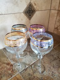 Wine Glasses Foil Color Design Set Of 4 As Is