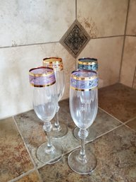 Champagne Glasses Foil Design Set Of 4