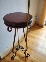 Side Table Wood Top Metal Base