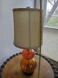 Vintage Orange Glass 21.5'h Lamp With Shade