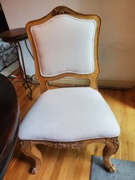 Cream Upholstered Light Wood Frame Side Chair