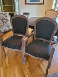 Gray Side Chairs Set Of Two With Tan Washed Frame