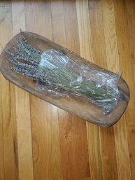 Hand Carved Wooden Bowl With Lavender Stems