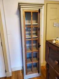 Wood Tall Painted Cabinet With Glass Front