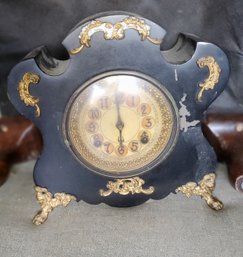 Antique Black Gold Clock As Is