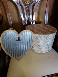 Hat Box & Metal Heart Decor