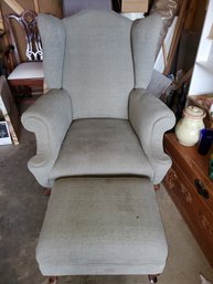 Gray Wing Back Chair And Ottoman As Is