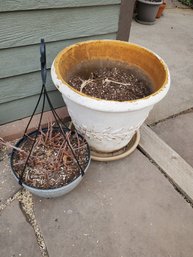 Flower Pots Set Of 2 White Big  , Short # 4