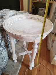 White Washed Round Side Table