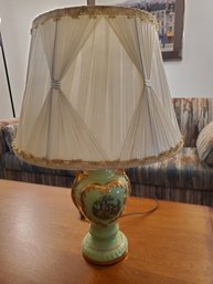 Green Vintage Regency Style  George & Martha Washington Table Lamp With Shade