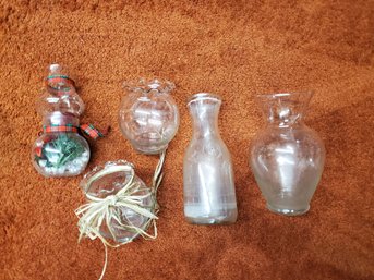 Misc  Glassware Flower Vases/pitcher - 5 Items