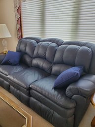 Lane Blue Leather Manual Sofa