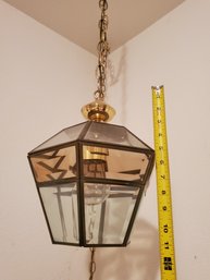 Vintage Glass Hanging Light 11' H