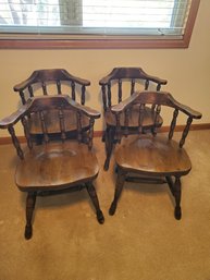 Vintage Wood Club Style Chairs - Set Of 4