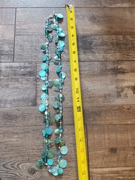 Coldwater Creek Necklace 18' Teal Shells N Beads