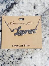 'Lauren' Amanda Blu Name Stainless Steel Necklace