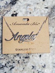 'Angela' Amanda Blu Name Stainless Steel Necklace