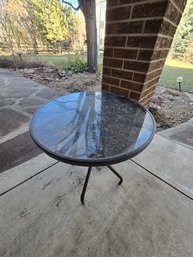 Outdoor Metal Glass Round Side Table #A Sz 24'