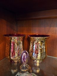 Gold Candle Holders , Glass Egg