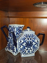 Seymour Porcelain- Tea Pot, Pitcher Blue White