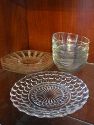 Vintage Glass Plates, Bowls, Platter
