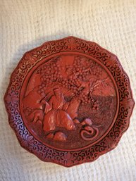 9' Vintage Cinnabar Plate 'the Prince And The Python'